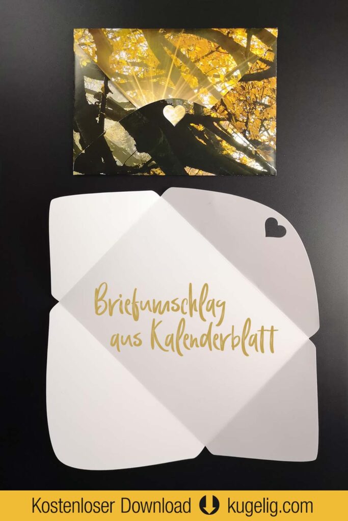 Briefumschlag aus Kalenderblatt - Plotterfreebie & Bastelvorlage PDF, SVG, DXF